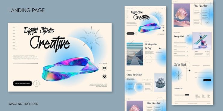 Vector digital studio creative landing page design