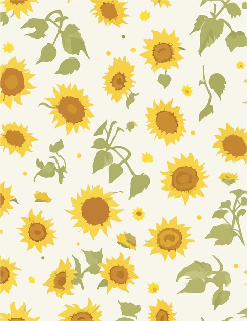 Vector digital sunflower vector pattern illustration