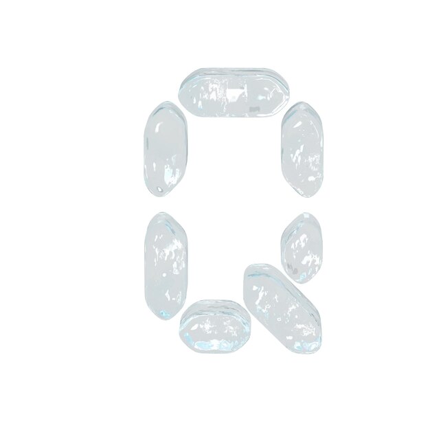 Vector digital symbol made of ice letter q