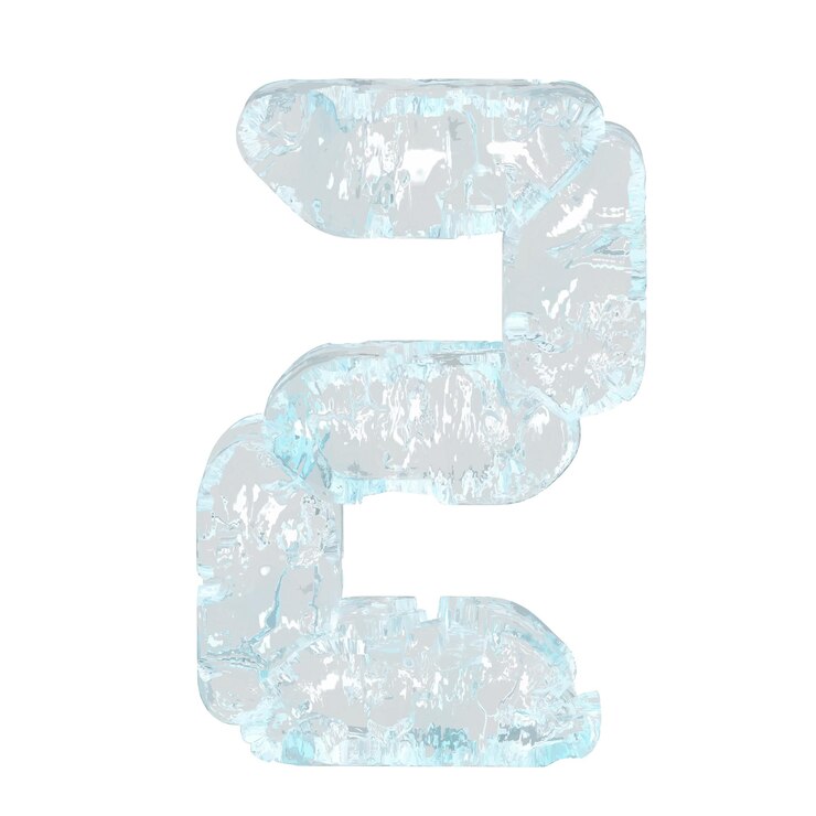 Vector digital symbol made of ice number 2