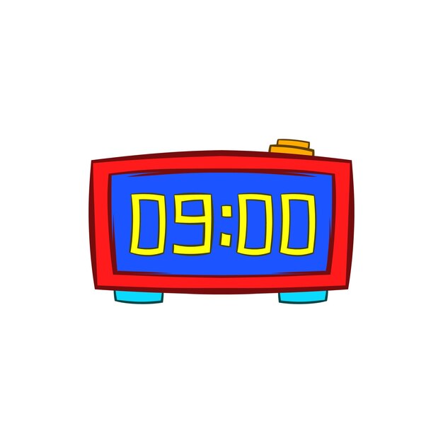 Digital table clock showing 10 25 icon in cartoon style on a white background