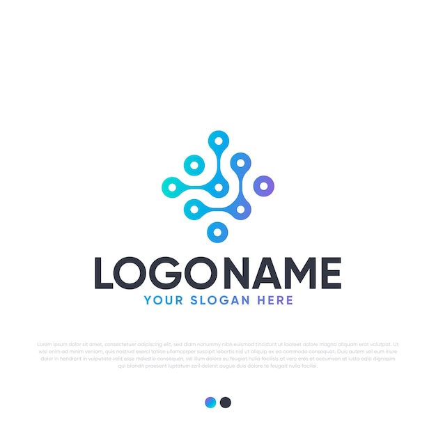 Digital tech logo design premium vector