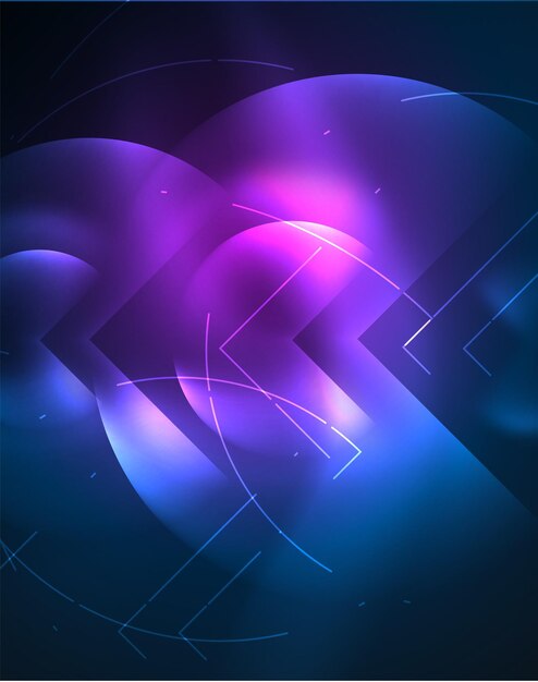 Digital techno wallpaper glowing abstract background circles vector technology abstract template blue and purple colors