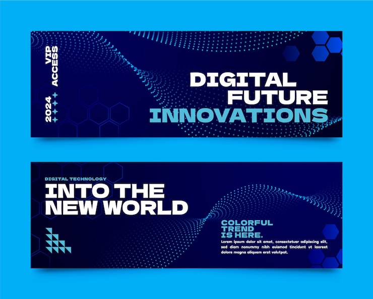 Vector 디지털 기술 추론 배너 세트