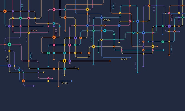 Фон цифровых технологий Концепция с технологической линией Фоновая технология печатной платы