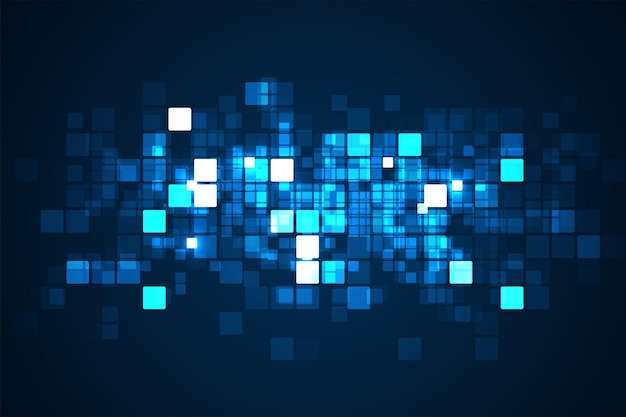 Digital technology background Digital data square blue pattern pixel background