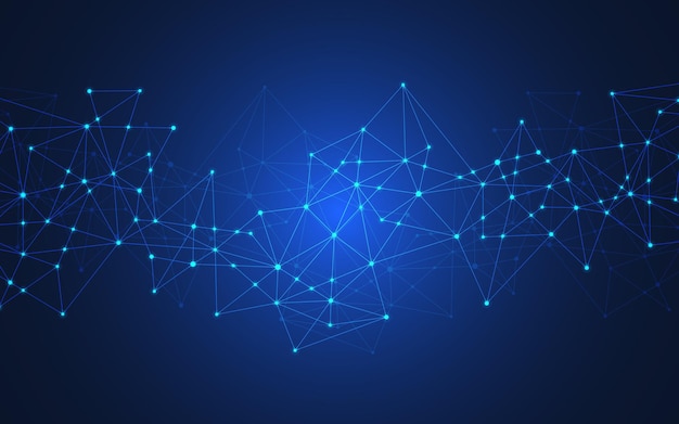 Digital technology background with connecting dots and lines. Abstract technical background of network connection and communication.