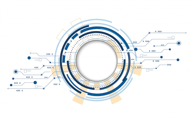 Вектор Цифровые технологии синий круг футуристический абстрактный фон