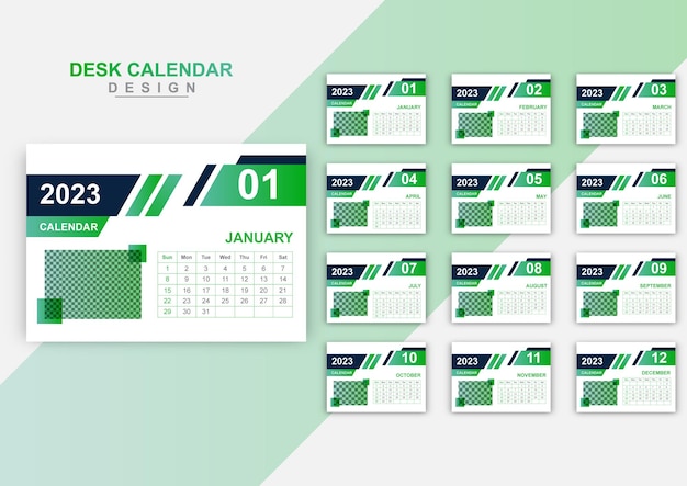 Digital technology desk calendar design template for 2023 year