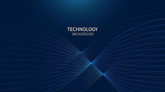 Digital technology flow wave background Dots line motion particles lines of vector illustration