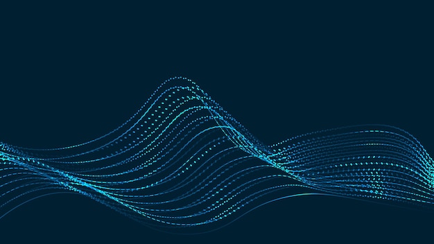 Vector digital technology flow wave background dots line motion particles lines of vector illustration