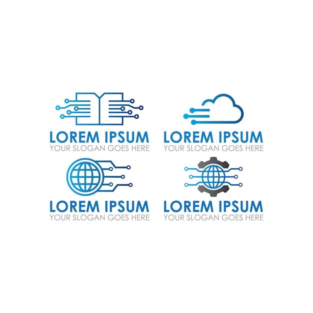 벡터 디지털 기술 로고 기술 로고