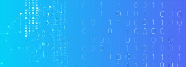 Digital Technology Network Background with Binary Code 0 1 Data Flow