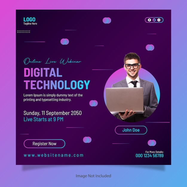 Digital Technology Online Webinar Social Media Post Banner