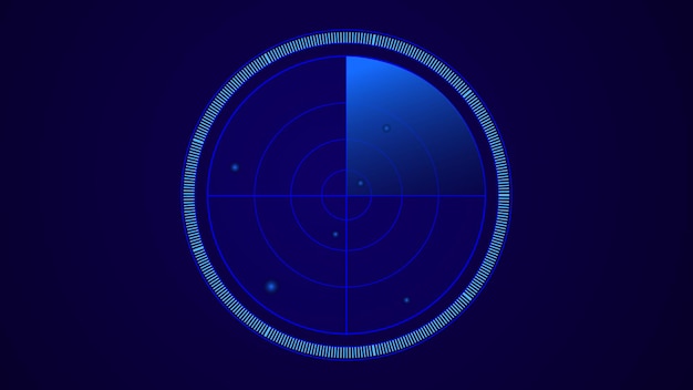 Vector digital technology radar screen on scanning different information vector illustration background