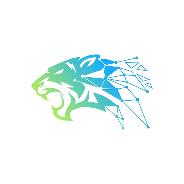 Digital Technology Tiger Head Logo Design Vector Template