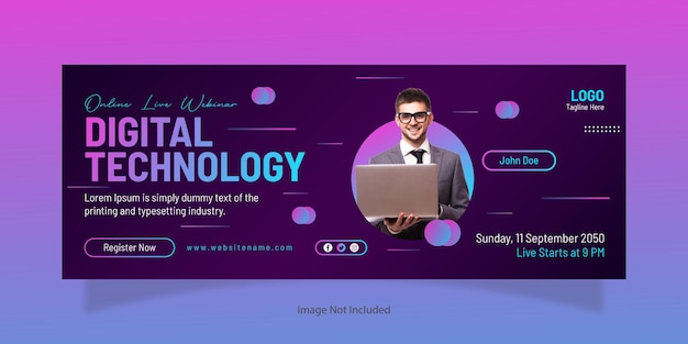 Digital Technology Webinar Facebook Cover Banner Template