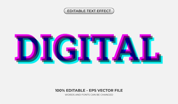 Digital text effect Editable dualtone retro text effect Simple glitch graphic style