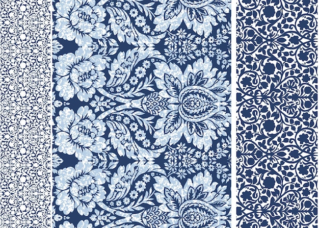 Digital Textile Design Portuguese Azulejo Tiles. Beautiful seamless pattern