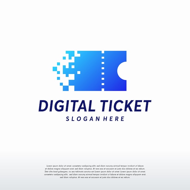 Digital Ticket logo ontwerpt concept vector, Pixel Ticket logo