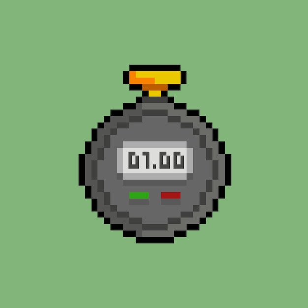 digital timer with pixel art style