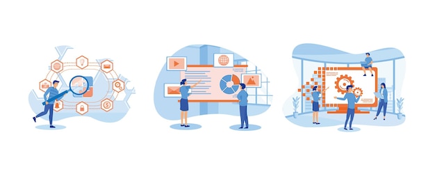 digital transformation concept digital transformation for web banner infographics mobile digital transformation and email campaign set flat vector modern illustration