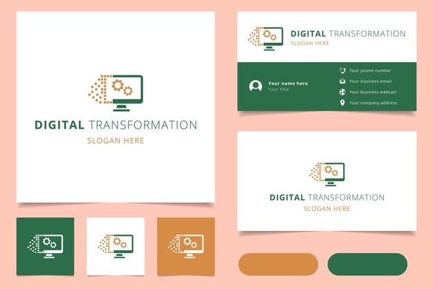 Digital transformation logo design with editable slogan