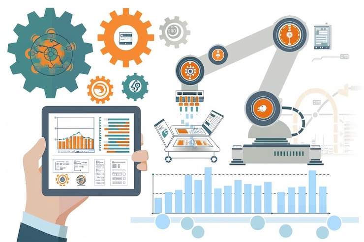 Vector digital transformation with icons illustration