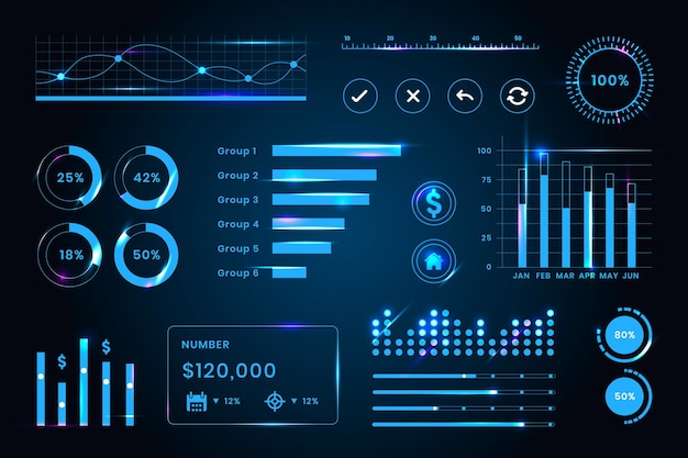 Digital user interface vector dashboard