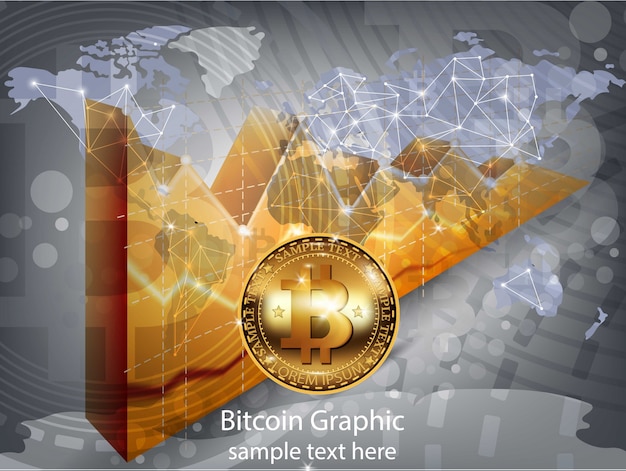 Digital vector bitcoin cryptocurrency realistic chart diagram