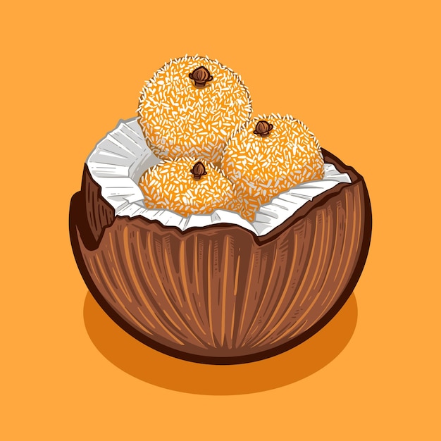 Digital vector illustration of BEIJINHO BRAZILIAN COCONUT FUDGE BALLS Brazilian food