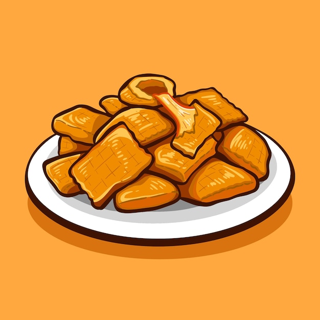 Digital vector illustration of PASTEL DE QUEIJO Brazilian food