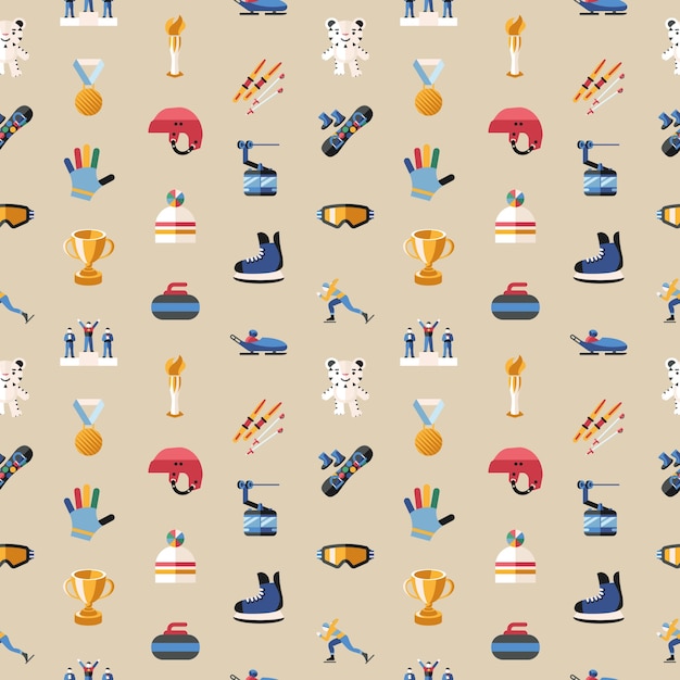 Digital vector winter games sport objects icon set collection