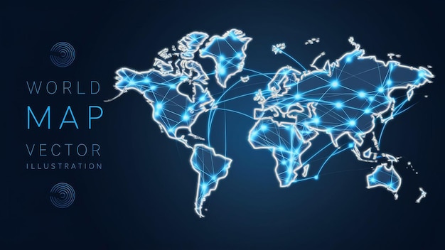 Digital vectorstyle world map with a futuristic design