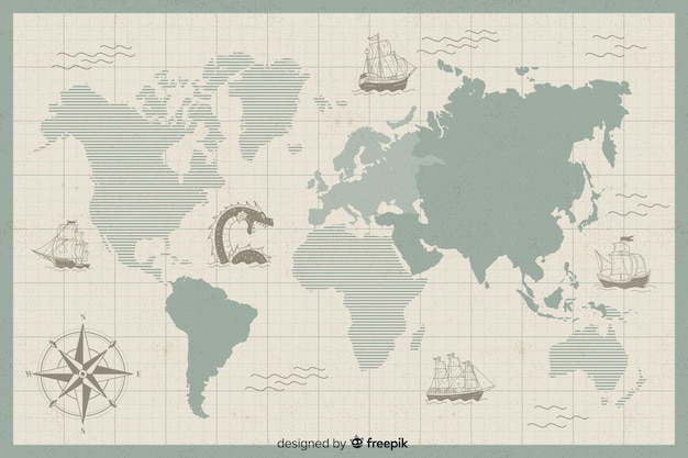 Vector digital vintage world map concept