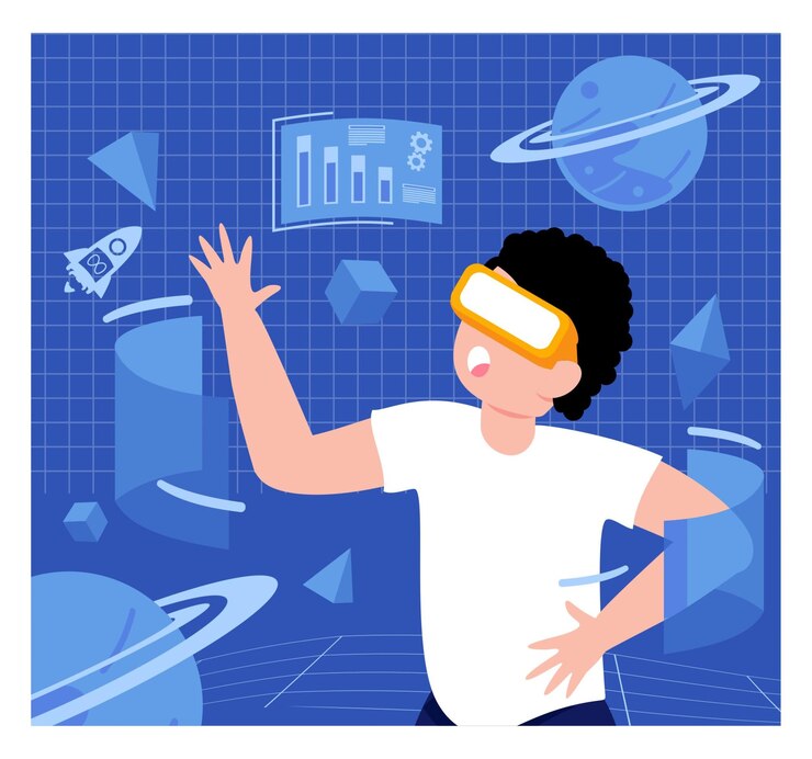Vector digital virtual reality metaverse concept