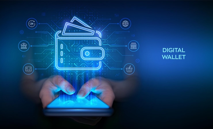 वेक्टर digital wallet ewallet businessman hand using smartphone for online payment by digital wallet