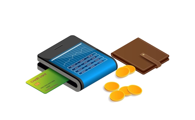 Digital wallet financial technologies vector illustration