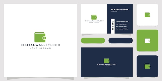 Digital wallet logo concept business card set