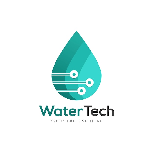 Digital water tech logo design template element