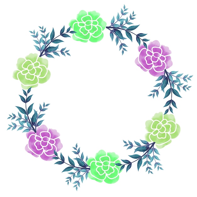 Digital Watercolor Flower Frame Vector Design.