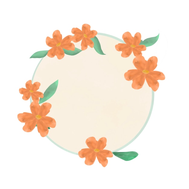 Vector digital watercolor flowers frame