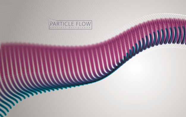 Digital wave of flowing particles in motion. Vector abstract light background. Mesh of glowing dots, beautiful illustration.