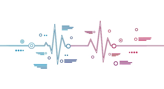 digital waveform patterns intersecting with abstract circuitry elements creating a dynamic visual representation of data exchange