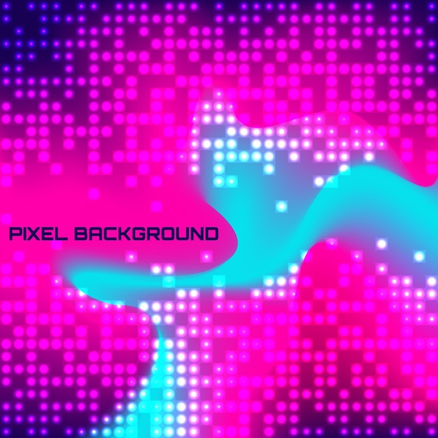 Digital waves in neon colors with sequins effect Modern 3D background with dynamic frequency waveform and pixels grid Vector multicolor mosaic illustration