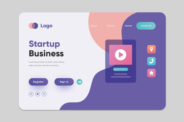 Digital website landing page design template