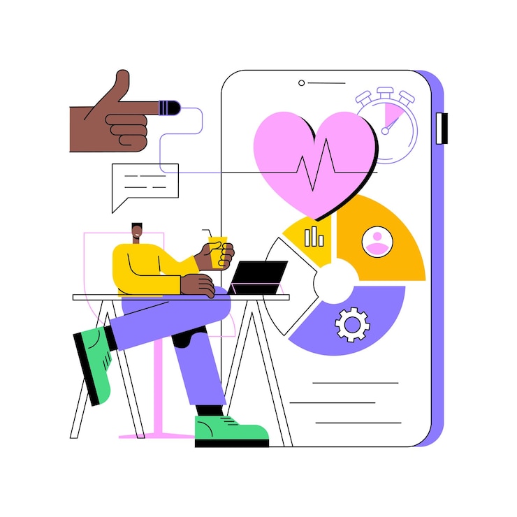 Vector digital wellbeing abstract concept vector illustration
