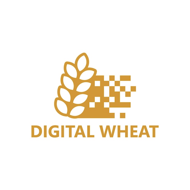 デジタル小麦のロゴのテンプレートデザイン