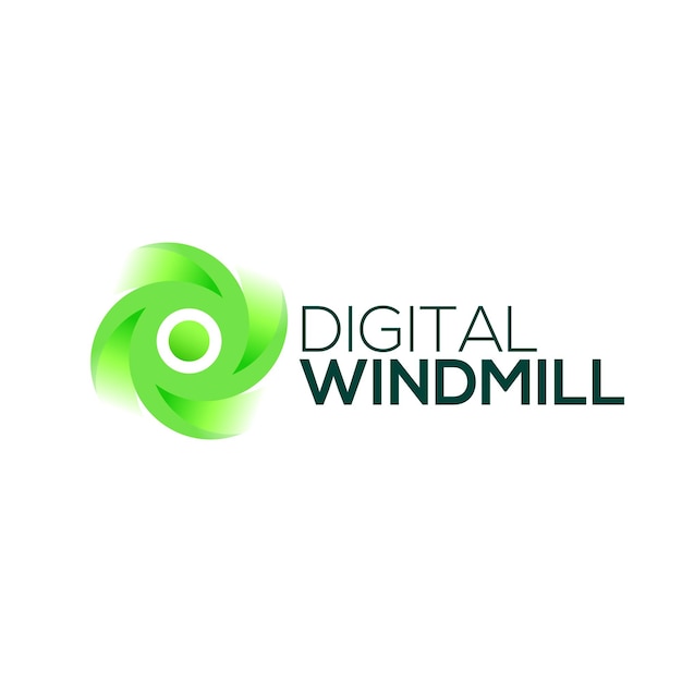 Vector digital windmill technology logo template