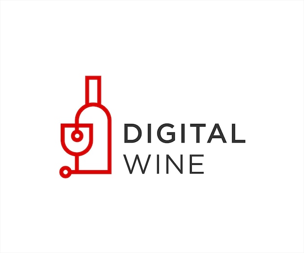 Disegni del logo del vino digitale